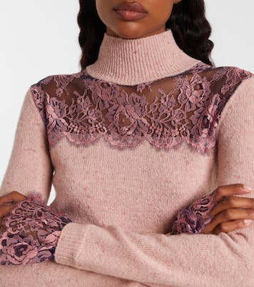 Lace-trimmed wool-blend sweater | Valentino