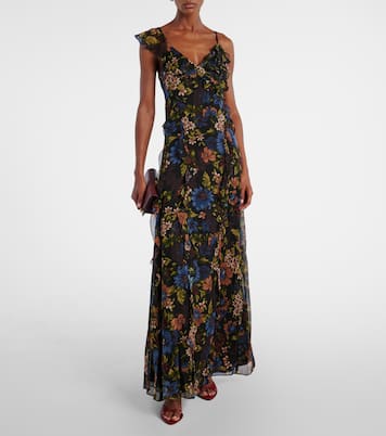 Madeline ruffled floral silk maxi dress | Veronica Beard