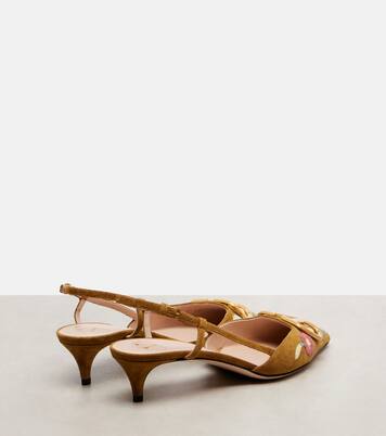 VLogo 40 embroidered suede slingback pumps | Valentino Garavani