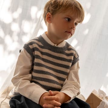 유아 - Ruby 스트라이프 울 스웨터 베스트 | Wheat
