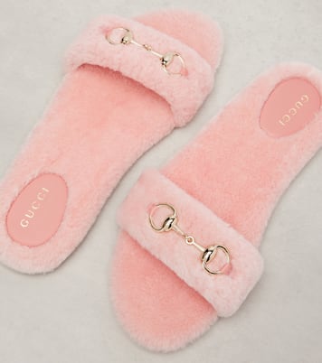 Siaga Horsebit shearling slides | Gucci
