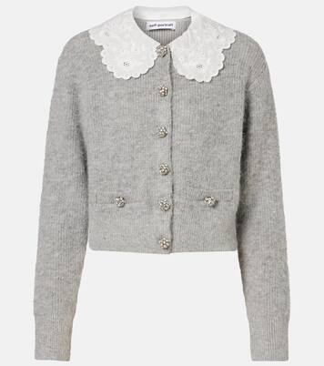 Embellished lace-trimmed cardigan | Self-Portrait
