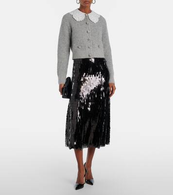 Embellished lace-trimmed cardigan | Self-Portrait