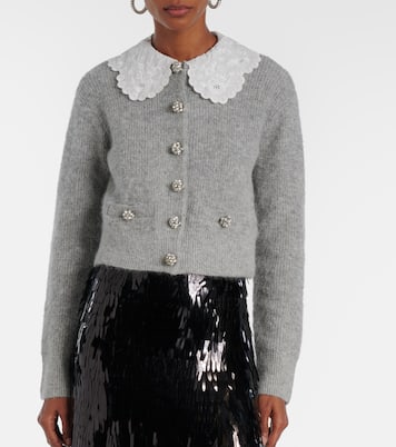 Embellished lace-trimmed cardigan | Self-Portrait