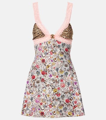 Embellished lace-trimmed minidress | Roberto Cavalli