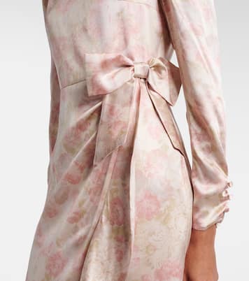 Bow-detail floral silk satin midi dress | Alessandra Rich