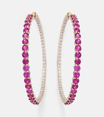 Lenox 18kt gold hoop earrings with diamonds and sapphires | Melissa Kaye