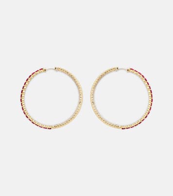 Lenox 18kt gold hoop earrings with diamonds and sapphires | Melissa Kaye