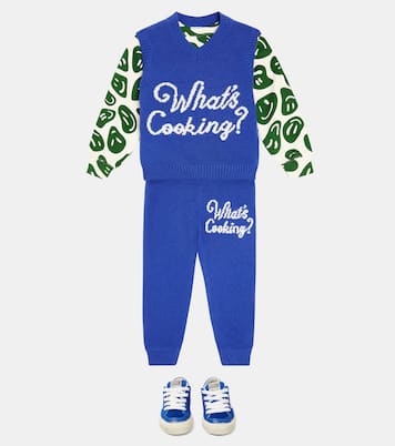 Pantalones de algodón y lana en intarsia | Mini Rodini
