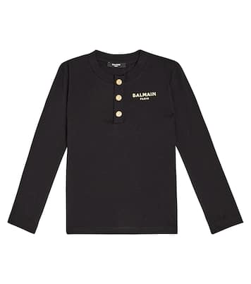 Top in cotone e lana con logo | Balmain Kids