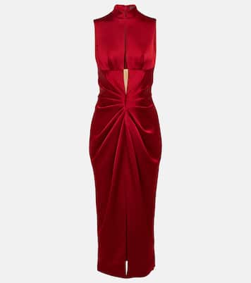 Vestido midi drapeado con abertura | Rasario