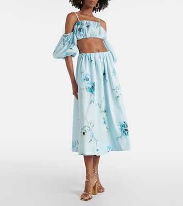 Falda midi Lightburst de algodón floral | Zimmermann