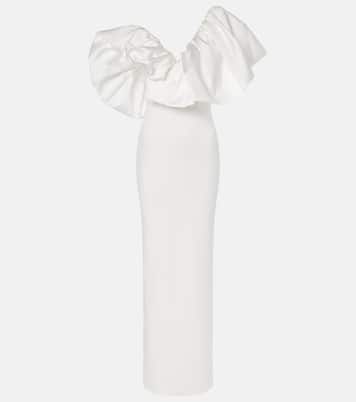 Robe longue Cassia en crêpe et sergé | Solace London