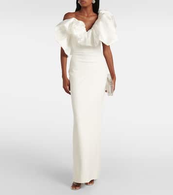 Robe longue Cassia en crêpe et sergé | Solace London
