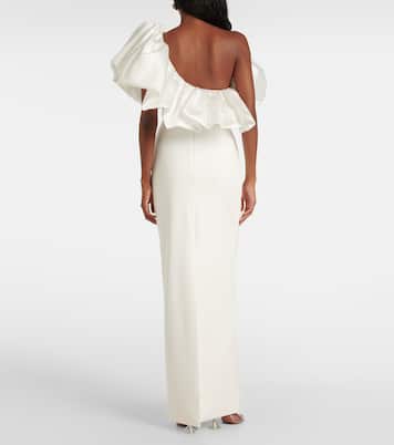 Robe longue Cassia en crêpe et sergé | Solace London