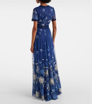 Floral embroidered gown | Costarellos