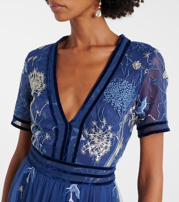Floral embroidered gown | Costarellos