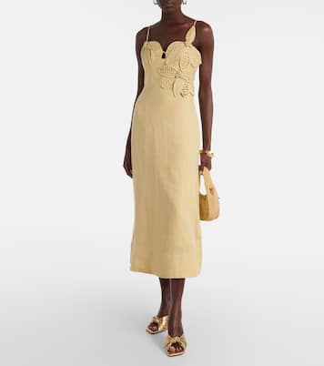 Vestido midi Sand de lino con apliques | Farm Rio