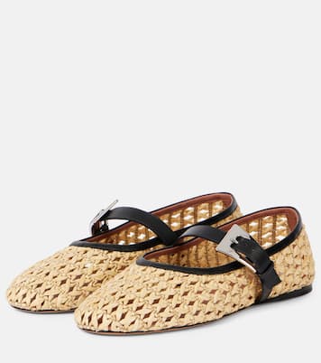 Sveva woven leather-trimmed ballet flats | Paris Texas