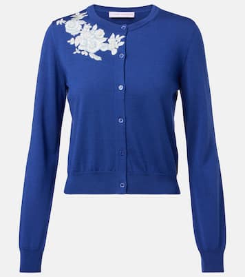 Cardigan in seta e cotone con ricamo | Carolina Herrera