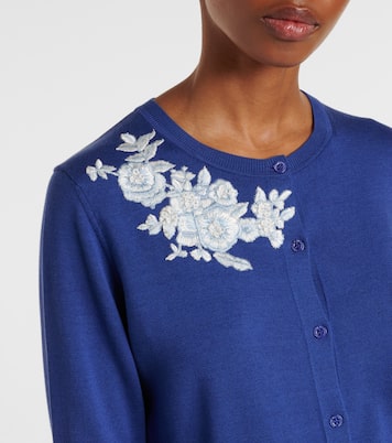 Cardigan in seta e cotone con ricamo | Carolina Herrera