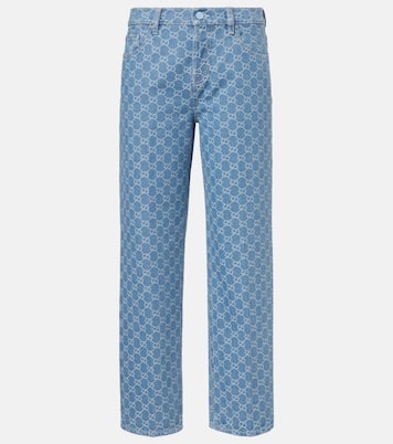 Jean droit en jacquard GG | Gucci
