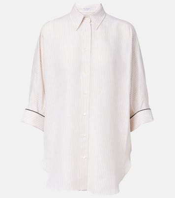 Chemise Monili rayée en lin  | Brunello Cucinelli