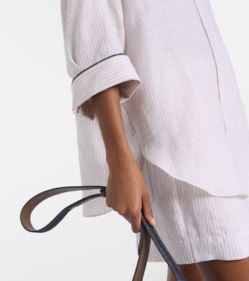 Chemise Monili rayée en lin  | Brunello Cucinelli