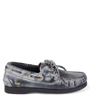 Cruise distressed leather boat shoes | Golden Goose Kids