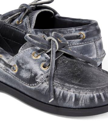 Cruise distressed leather boat shoes | Golden Goose Kids