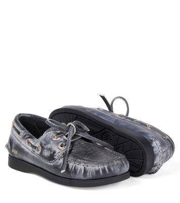 Cruise distressed leather boat shoes | Golden Goose Kids
