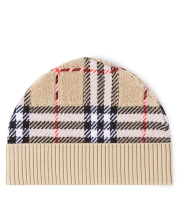 قبعة بيني من الصوف بنقشة مربعات Burberry Check | Burberry Kids