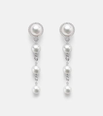 Ohrringe aus 18kt Weißgold mit Diamanten und Akoyaperlen | Mikimoto