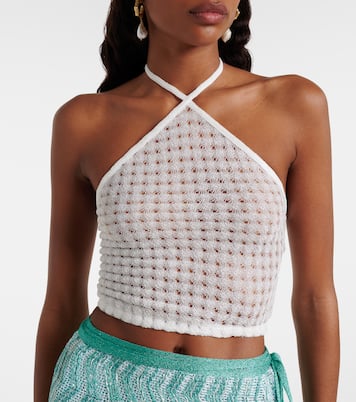 Open-knit halterneck lamé crop top | Missoni