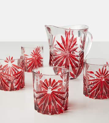 Set of 4 floral crystal tumblers and jug | Les-Ottomans