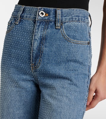 High-Rise Straight Jeans mit Kristallen | Self-Portrait