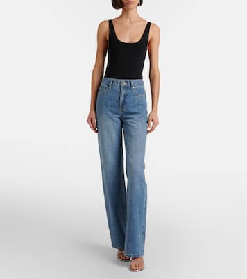 High-Rise Straight Jeans mit Kristallen | Self-Portrait