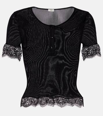 Lace-trimmed silk jersey top | Saint Laurent