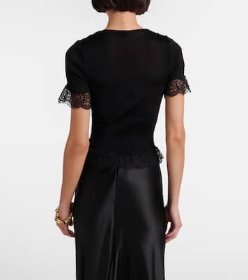 Lace-trimmed silk jersey top | Saint Laurent