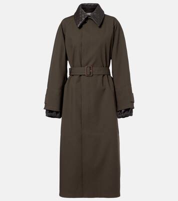Leather-trimmed trench coat | Bottega Veneta