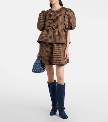 Kat denim knee-high wedge boots | Ganni