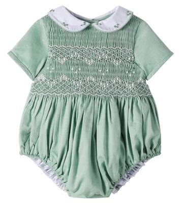 Baby smocked embroidered cotton playsuit | Pepa London
