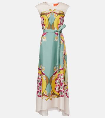Bedrucktes Midikleid San Carlo aus Seidensatin | La DoubleJ