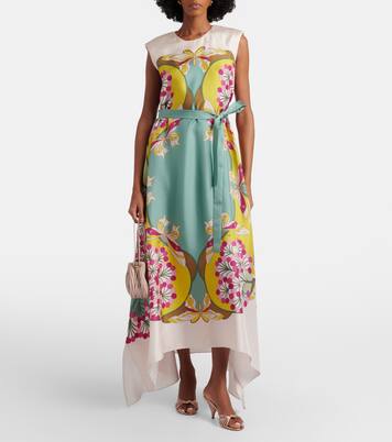 Bedrucktes Midikleid San Carlo aus Seidensatin | La DoubleJ