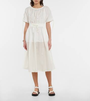 Cotton gabardine and nylon midi dress | Moncler