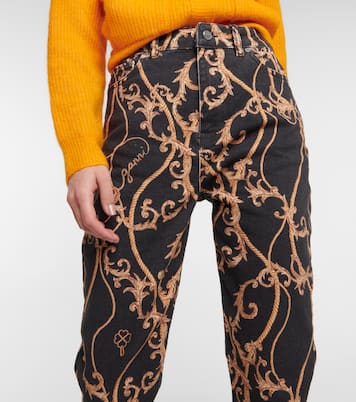 Cutye-Cropped printed slim-straight jeans | Ganni