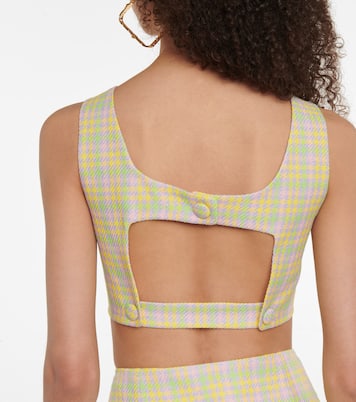 Top raccourci Medusa en tweed à carreaux | Versace