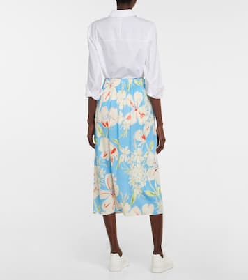 Jupe midi Beck en soie mélangée à fleurs | Loro Piana