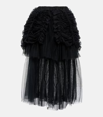 Falda midi de tul fruncida | Noir Kei Ninomiya