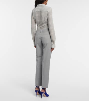 Pleated slim virgin wool pants | Victoria Beckham